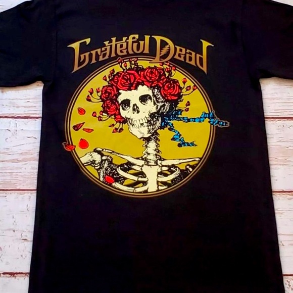 Grateful Dead Black Scull Red Roses Graphic T-Shirt Band Shirt Xlarge black - Picture 1 of 7